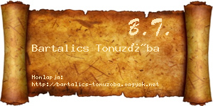 Bartalics Tonuzóba névjegykártya